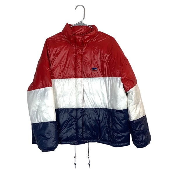 Levi’s striped colorblock sam cropped puffer jacket size xl - Picture 2 of 12